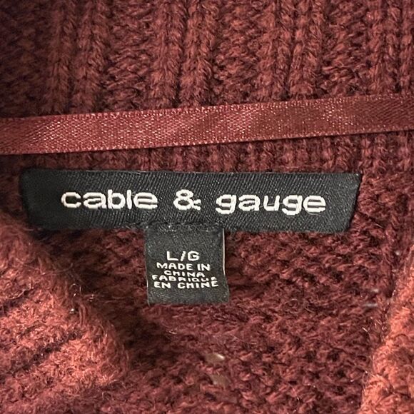 Cable & Gauge Cardigan Burgundy Large - Picture 5 of 9